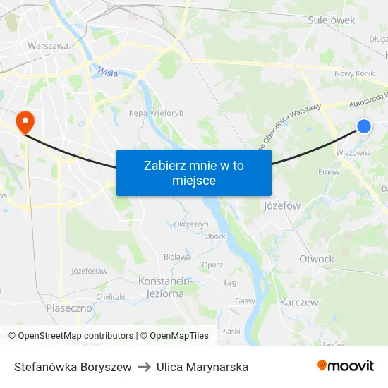 Stefanówka Boryszew to Ulica Marynarska map