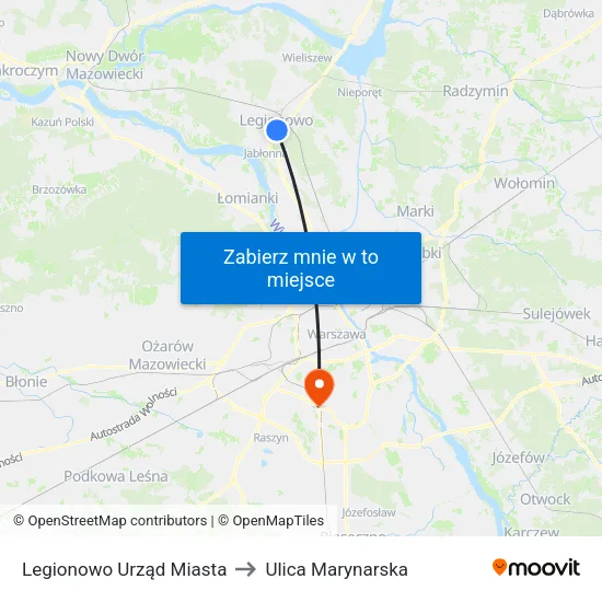 Legionowo Urząd Miasta to Ulica Marynarska map