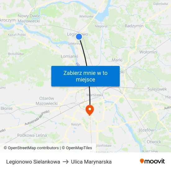 Legionowo Sielankowa to Ulica Marynarska map