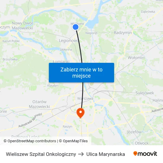 Wieliszew Szpital Onkologiczny to Ulica Marynarska map