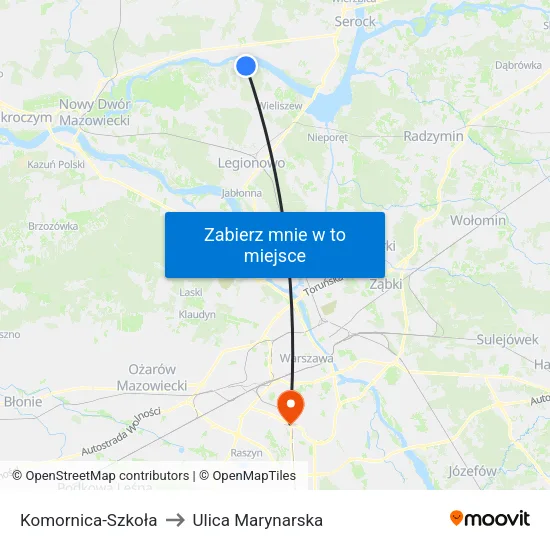 Komornica - Szkoła to Ulica Marynarska map