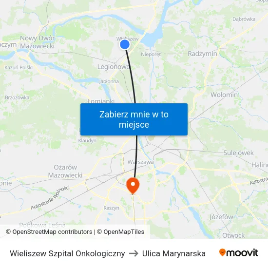 Wieliszew Szpital Onkologiczny to Ulica Marynarska map