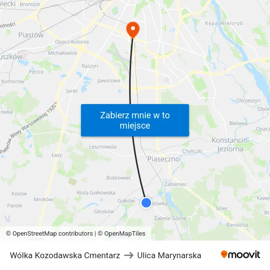 Wólka Kozodawska Cmentarz to Ulica Marynarska map