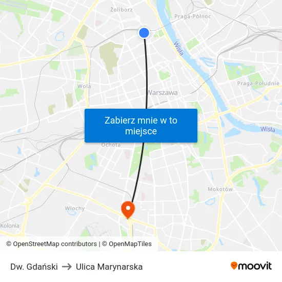 Dw. Gdański to Ulica Marynarska map