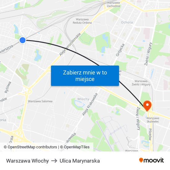 Warszawa Włochy to Ulica Marynarska map