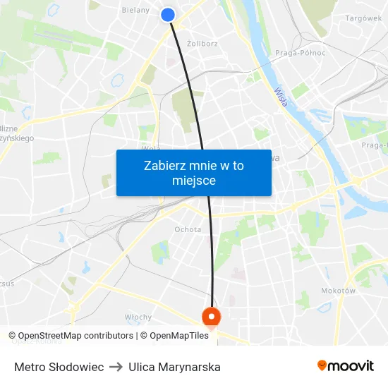 Metro Słodowiec to Ulica Marynarska map