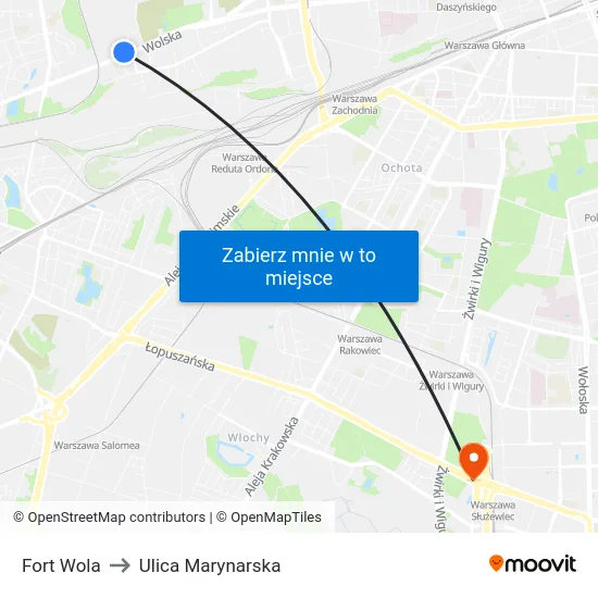 Fort Wola to Ulica Marynarska map