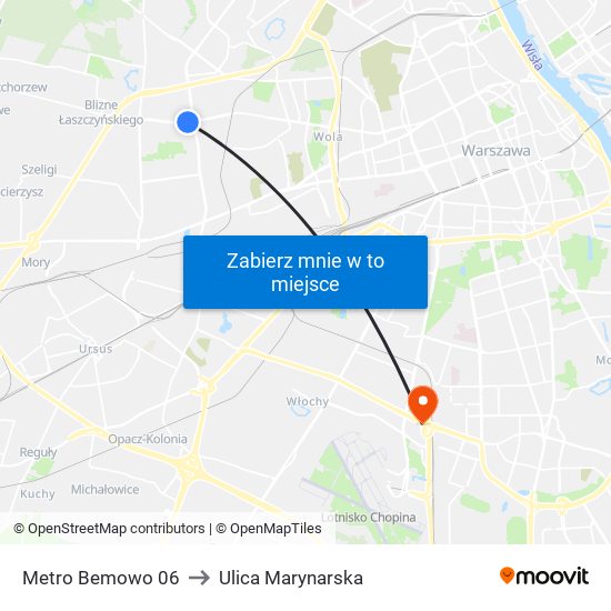 Metro Bemowo 06 to Ulica Marynarska map