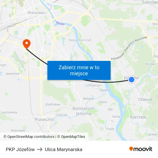 PKP Józefów to Ulica Marynarska map