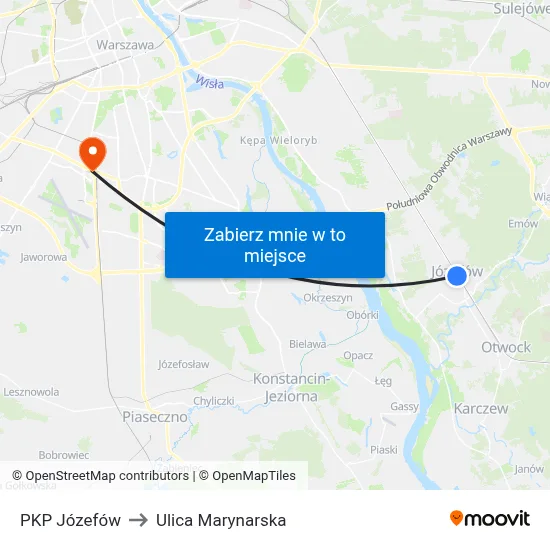 PKP Józefów to Ulica Marynarska map