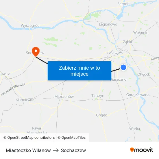 Miasteczko Wilanów to Sochaczew map