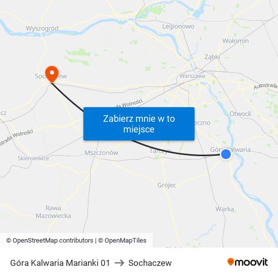 Góra Kalwaria Marianki 01 to Sochaczew map