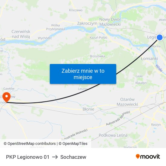 PKP Legionowo 01 to Sochaczew map