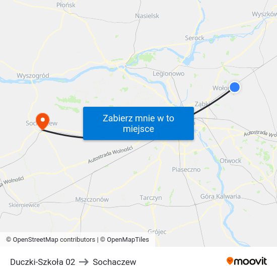 Duczki-Szkoła 02 to Sochaczew map