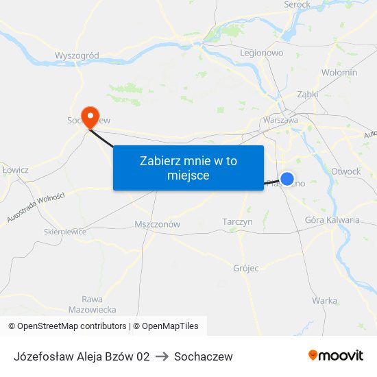 Józefosław Aleja Bzów 02 to Sochaczew map