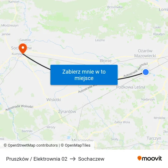 Pruszków / Elektrownia 02 to Sochaczew map