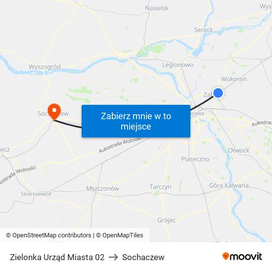 Zielonka Urząd Miasta 02 to Sochaczew map