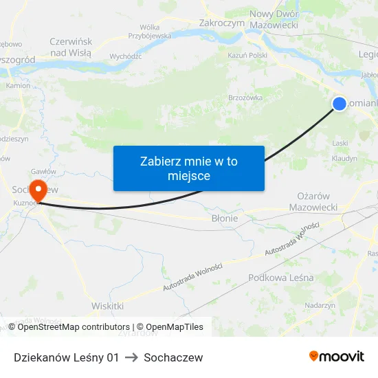 Dziekanów Leśny 01 to Sochaczew map