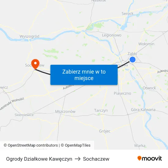 Ogrody Działkowe Kawęczyn to Sochaczew map