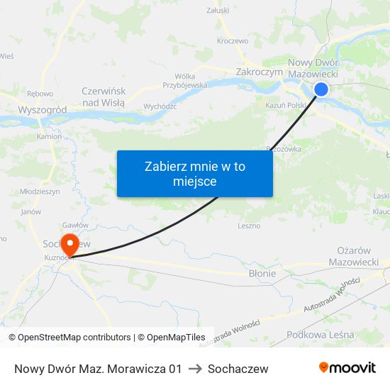 Nowy Dwór Maz. Morawicza 01 to Sochaczew map