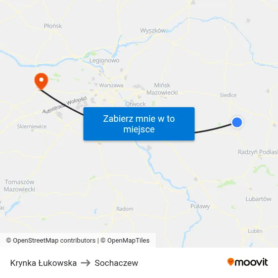 Krynka Łukowska to Sochaczew map