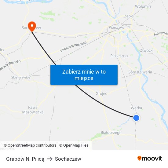 Grabów N. Pilicą to Sochaczew map