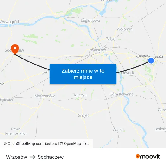 Wrzosów to Sochaczew map
