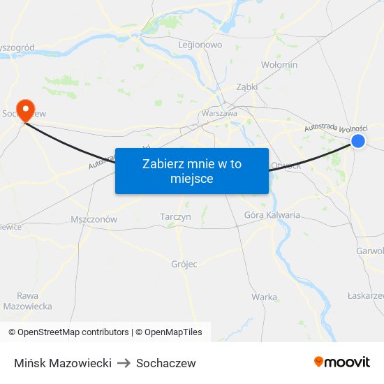 Mińsk Mazowiecki to Sochaczew map