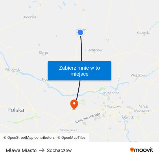 Mława Miasto to Sochaczew map