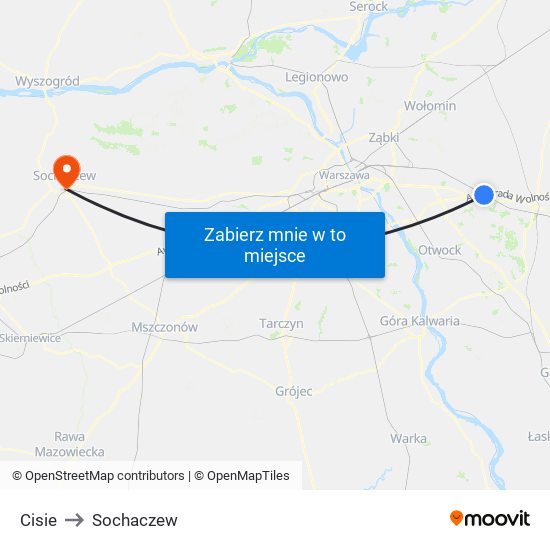 Cisie to Sochaczew map