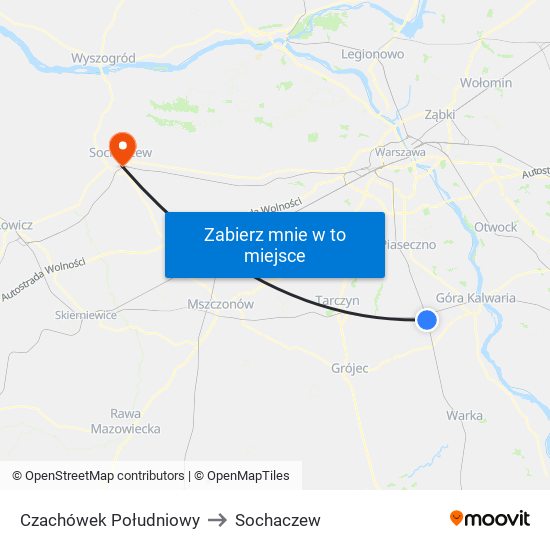 Czachówek Południowy to Sochaczew map