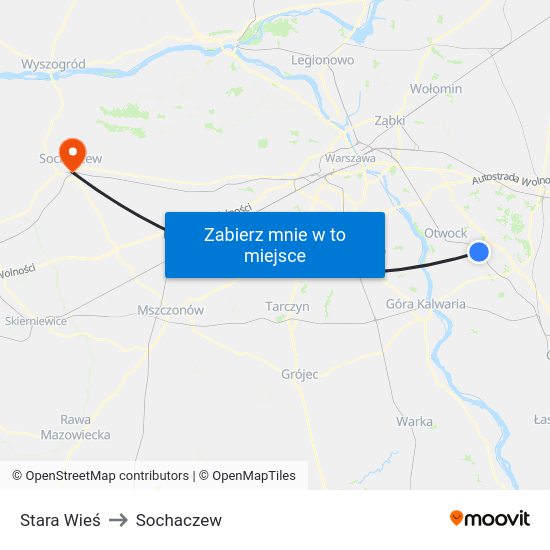 Stara Wieś to Sochaczew map