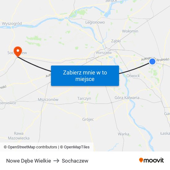 Nowe Dębe Wielkie to Sochaczew map