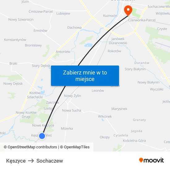 Kęszyce to Sochaczew map