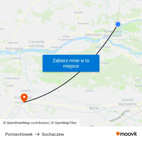 Pomiechówek to Sochaczew map