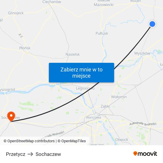 Przetycz to Sochaczew map