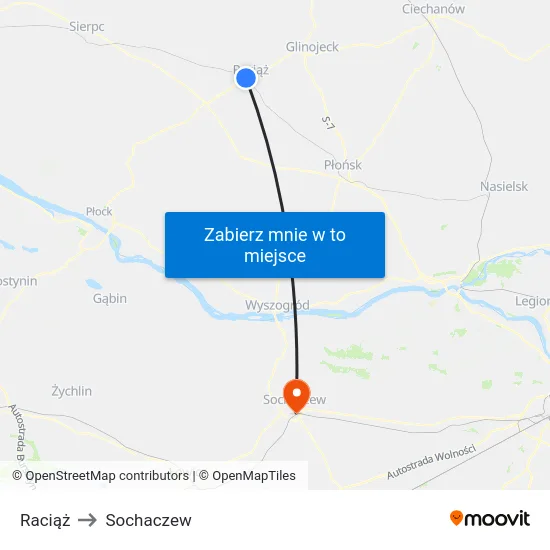 Raciąż to Sochaczew map