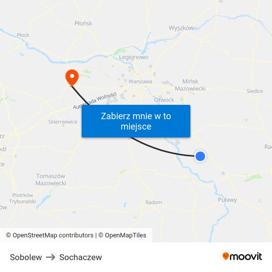 Sobolew to Sochaczew map