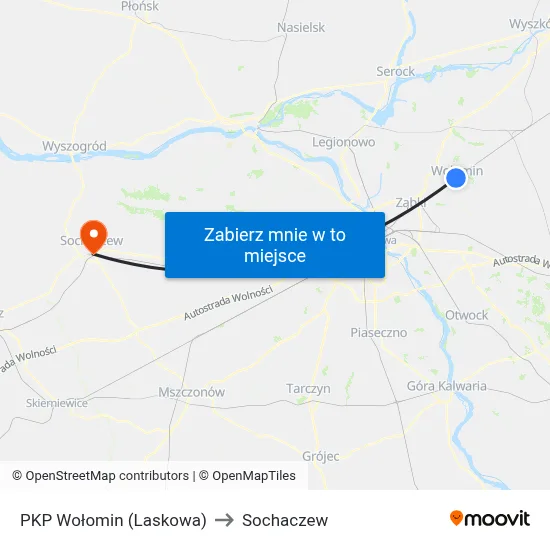 PKP Wołomin (Laskowa) to Sochaczew map