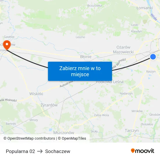 Popularna 02 to Sochaczew map