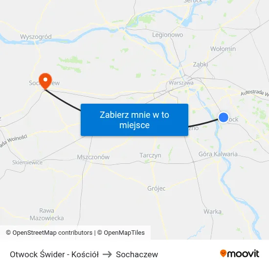 Otwock Świder - Kościół to Sochaczew map