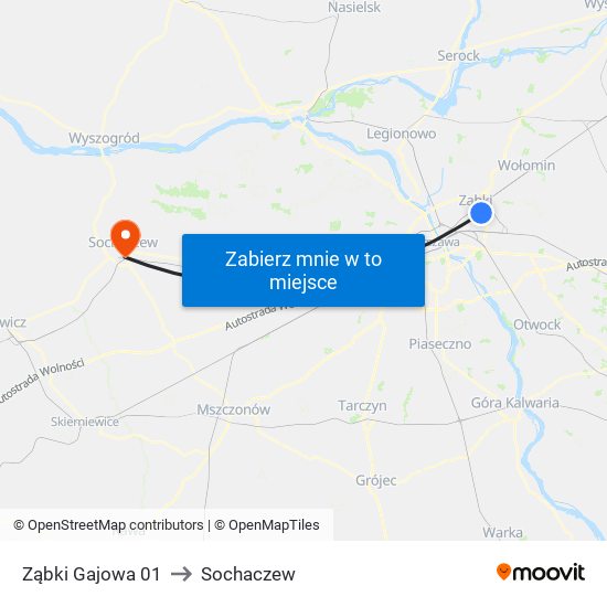 Ząbki Gajowa 01 to Sochaczew map