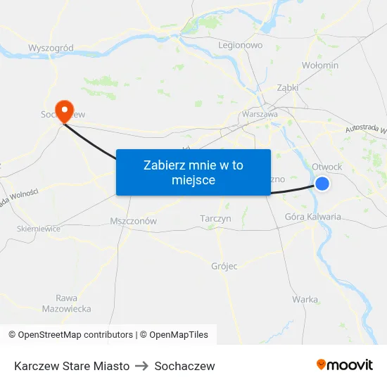 Karczew Stare Miasto to Sochaczew map