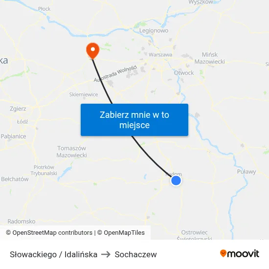 Słowackiego / Idalińska to Sochaczew map
