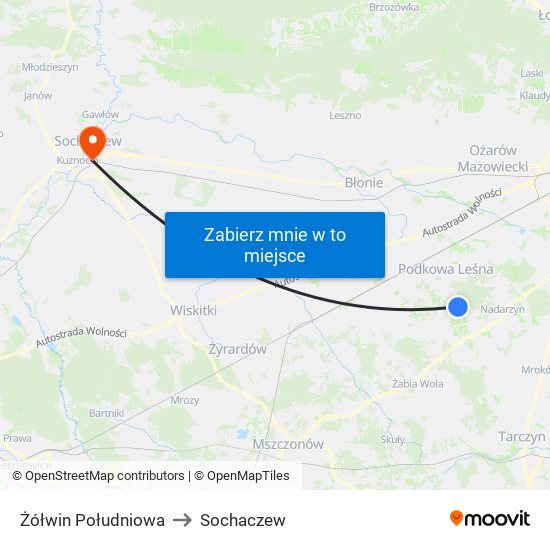 Żółwin Południowa to Sochaczew map