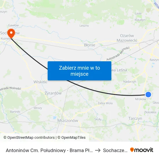 Antoninów Cm. Południowy - Brama Płd. to Sochaczew map