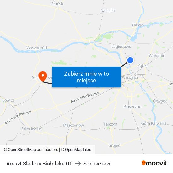 Areszt Śledczy Białołęka 01 to Sochaczew map