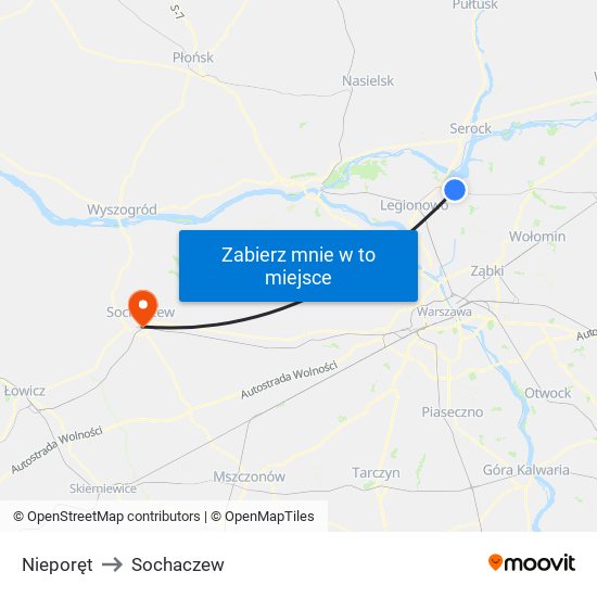 Nieporęt to Sochaczew map