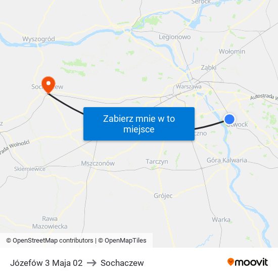 Józefów 3 Maja to Sochaczew map