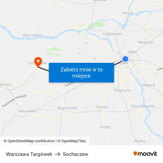 Warszawa Targówek to Sochaczew map